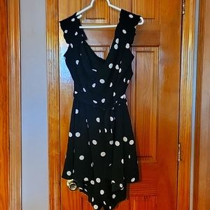 Plus Size City Chic 18 Romper black with white polka dots off shoulder shorts